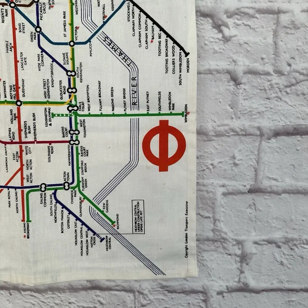 Vintage London Underground Transport Souvenir Tea Towel Tapestry Map Wall Hang